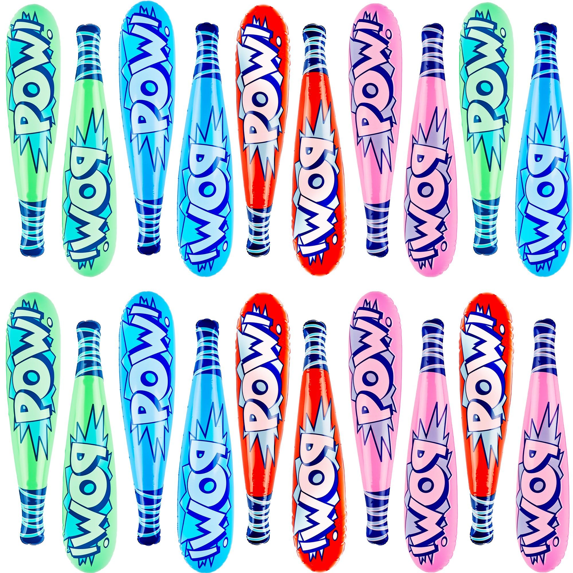 20 Pack 18 Inch Inflatable Baseball Bat Large Blow Up Baseball Bat Giant Colorful Inflatable Bat Toy for Birthday Summer Pool Beach Party Favors, 4 Colors