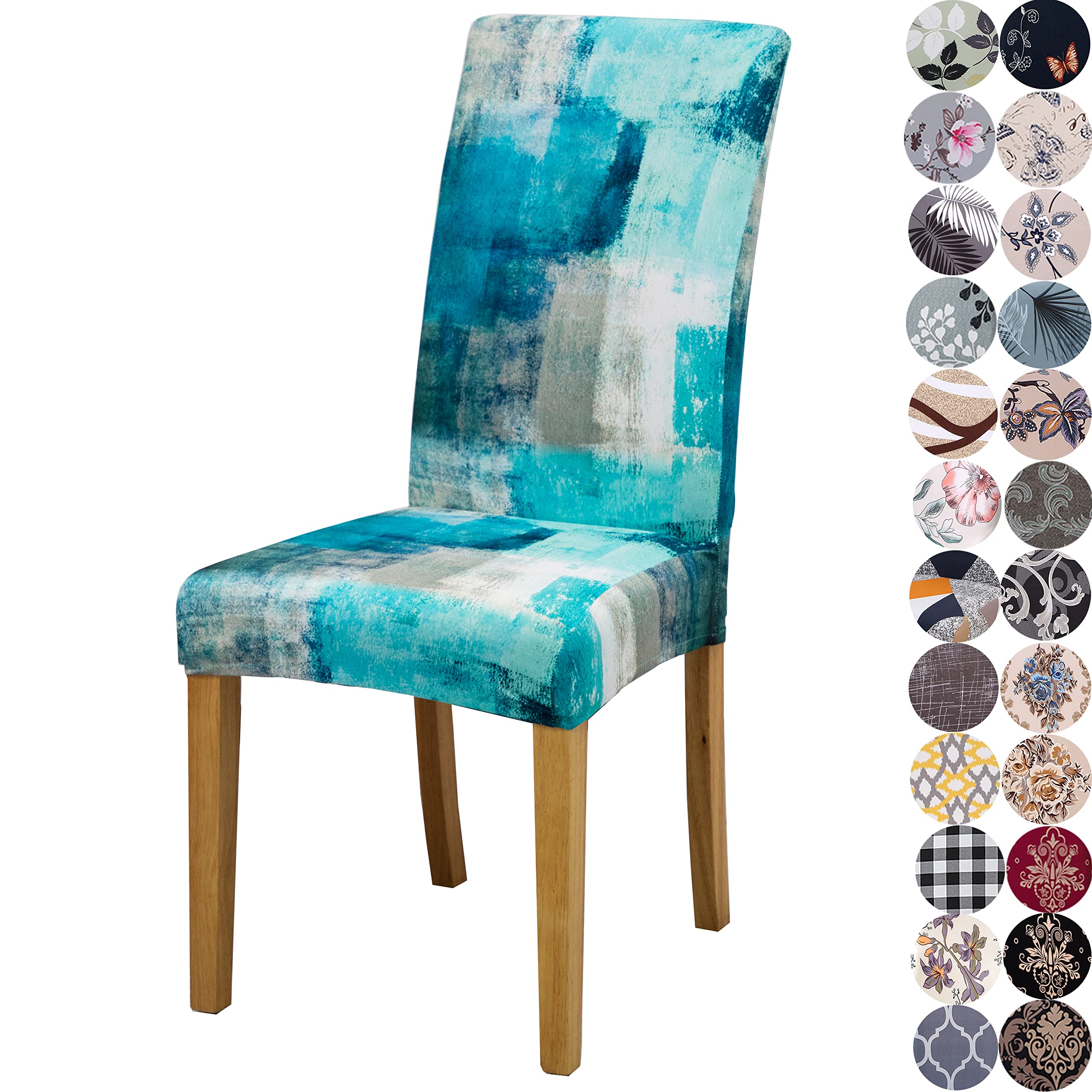 Photo 1 of Lalluxy Stretchy Parson Chair Slipcovers for Dining Room Chair seat Covers Chair Protectors for Party Pet Protection Universal Fit Soft Polyester (Set of 4, Teal with Grey)