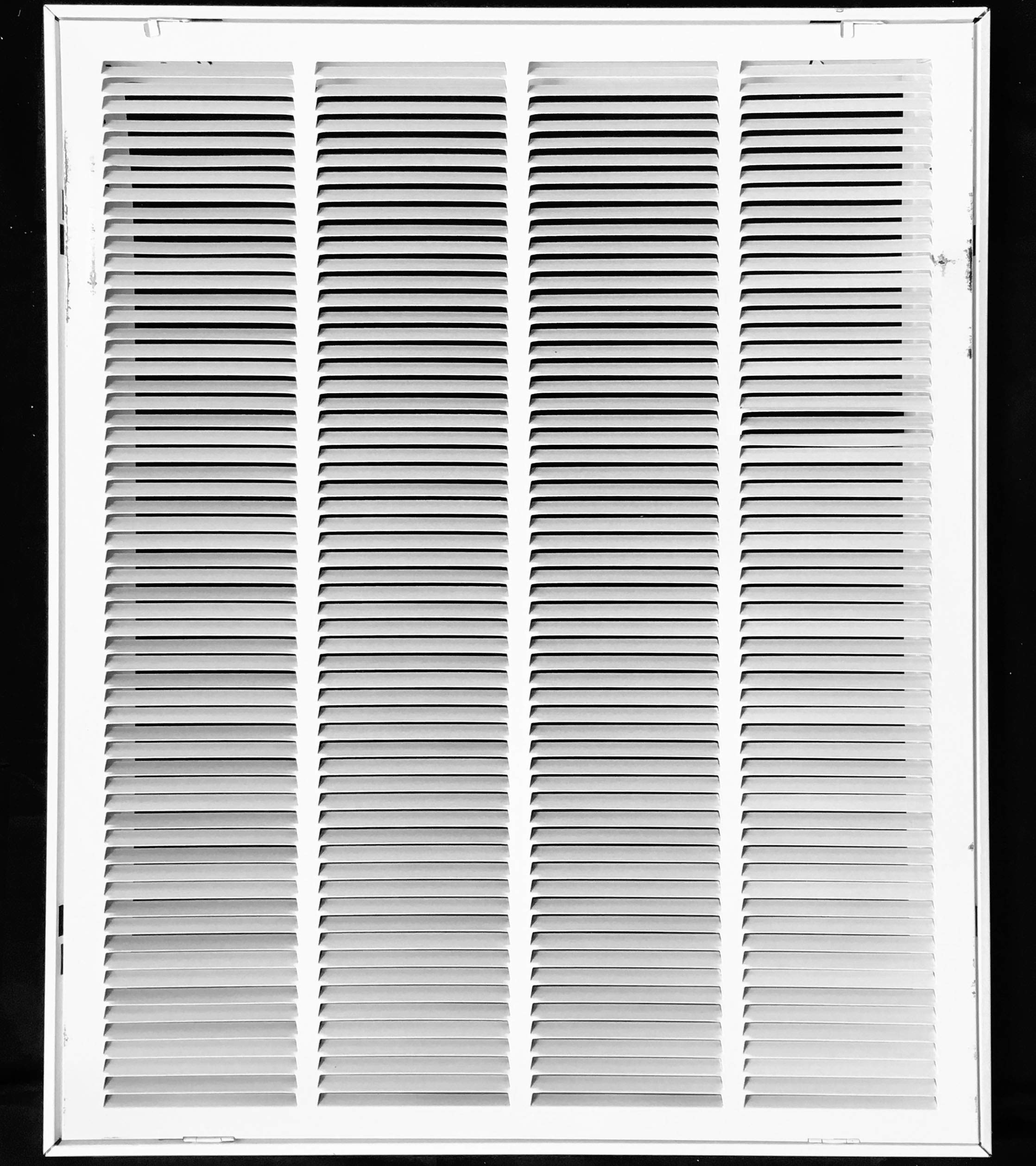 24" X 30 Steel Return Air Filter Grille for 1" Filter - Fixed Hinged - Ceiling Recommended - HVAC Duct Cover - Flat Stamped Face - White [Outer Dimensions: 26.5 X 31.75]