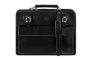Time Resistance Leather Briefcase - Classy Bag for Men - Business and Vintage Briefcase Made in Italy