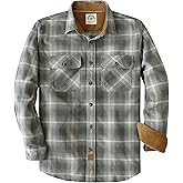Dubinik® Mens Flannel Shirt Long Sleeve Button Down Plaid All Cotton Soft Brushed Flannel Shirt for Men Utility Casual Shirt