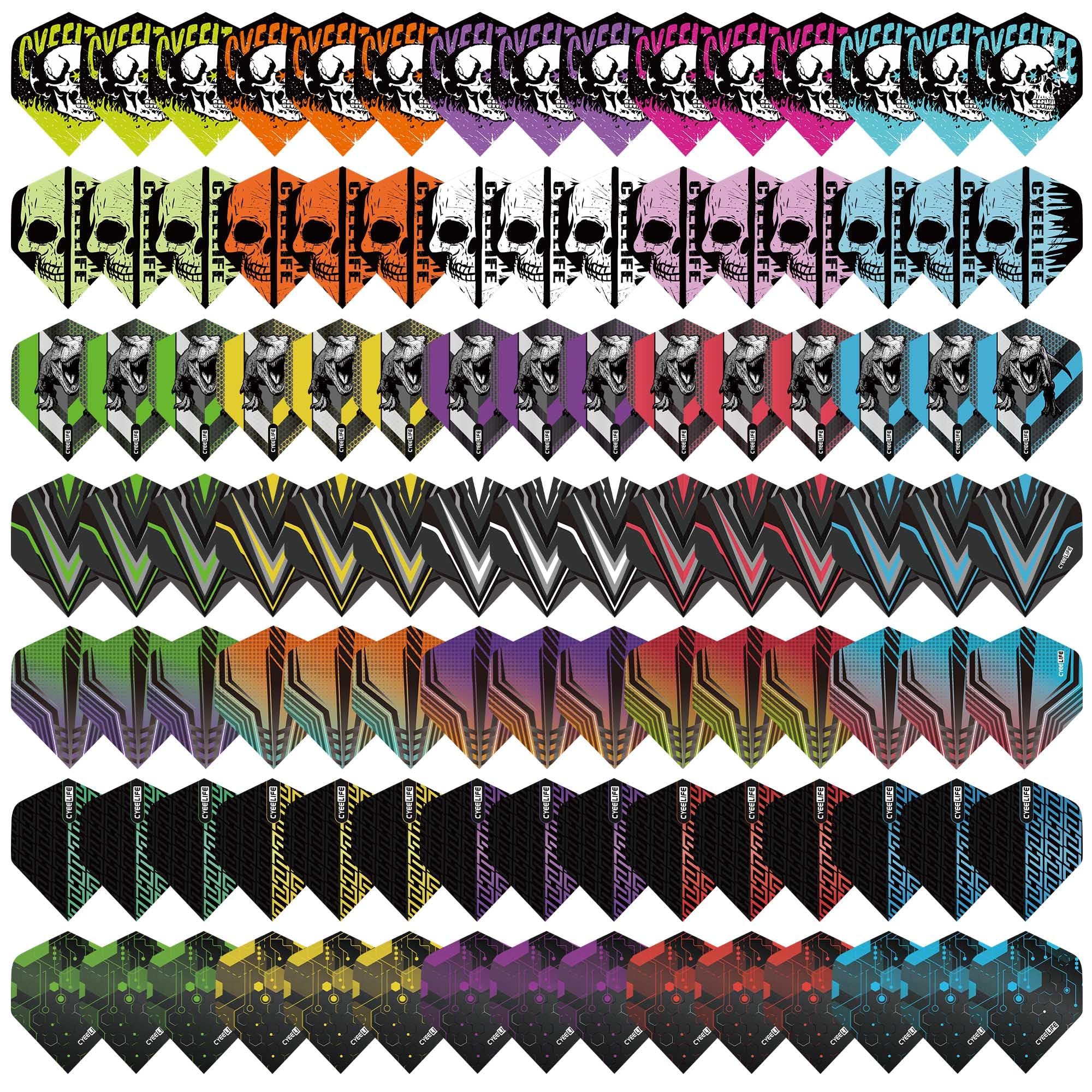 CyeeLife Standard Dart Flights 35 Sets 105 Pcs Durable PET Replacement Feather Tail Wing for Steel Tip and Soft Tip Darts - Perfect Accessories Equipment Supplies for Dart Games