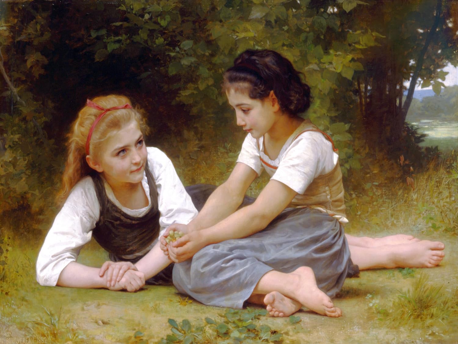 The nut gatherers girls W. Bouguereau Tile Mural Backsplash Art Marble Ceramic