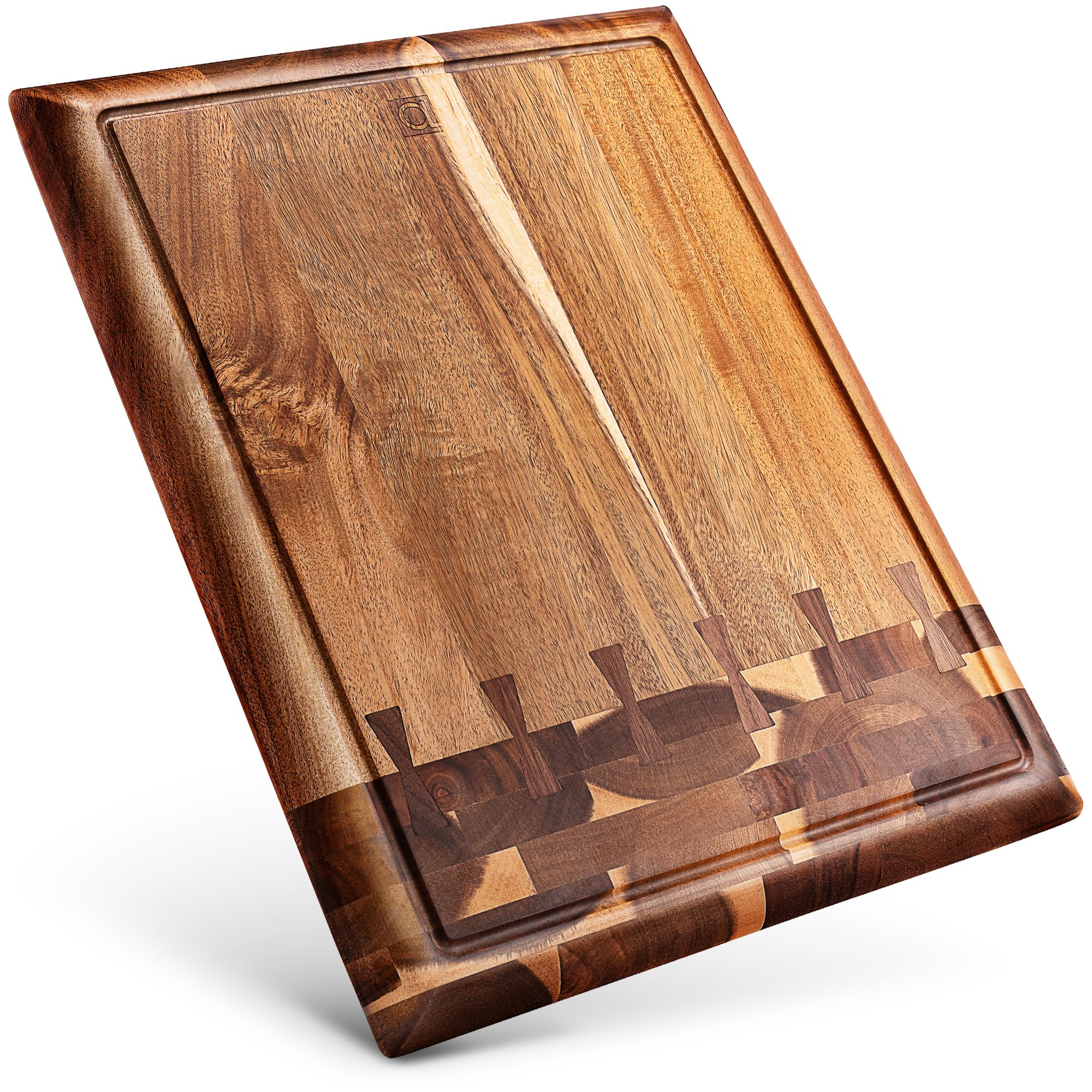 Acacia Wood Cutting Board for Kitchen and Home - Beautiful Large Butcher Block Chopping Board, Sustainable Wood, Juice Groove - Doubles as 3 Compartment Serving Board - 17 x 13 x 1.5