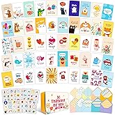 Decorably 50 Pack 5x7in Assorted Bulk Thinking of You Cards with Envelopes and Stickers, 50 Folded Adorable Designs for Loved Ones with Printed Message Inside - Thoughtful Notes, Gifting, Mailing