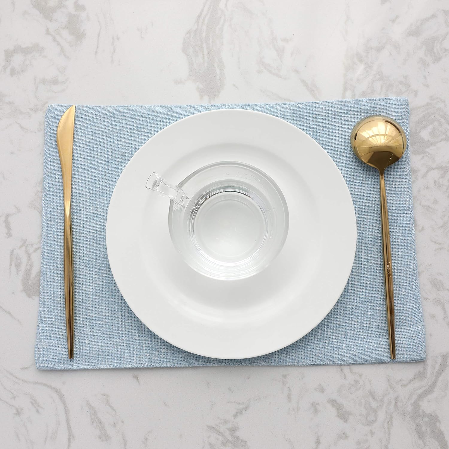 Home Brilliant Placemats Set of 6 Heat Resistant Dining Table Place Mats for Kitchen Table, Blue: Home & Kitchen