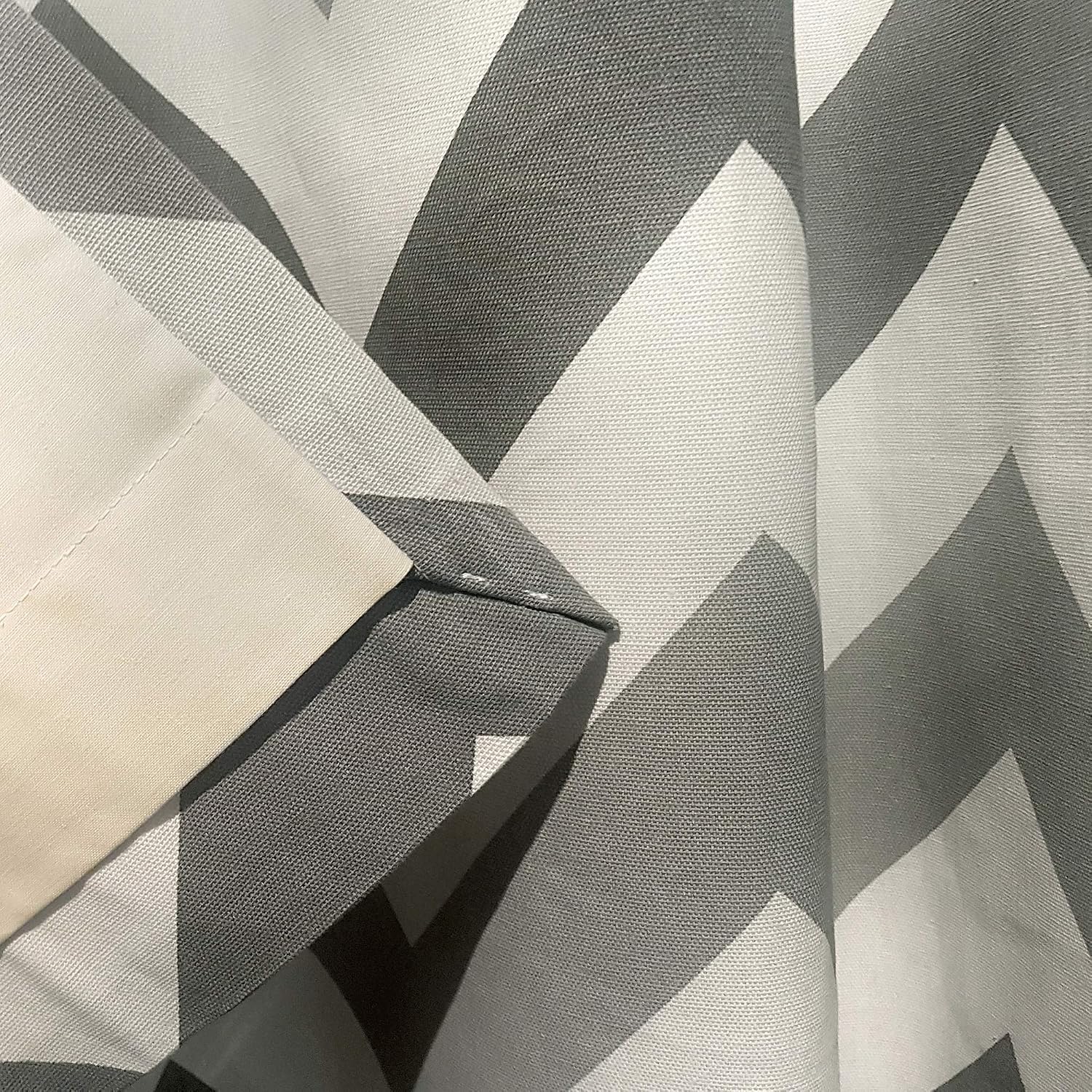 Fusion - Chevron - 100% Cotton Pair of Eyelet Curtains - Grey - 46 Width x 72 Drop (117 x 183 cm), W 117" x L 183" (2 Panels) - Image 5