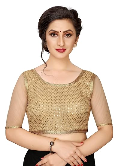 Womens Bangalory Silk Blouse (BZ_STONE_CREAM_1, Beige, Free Size)