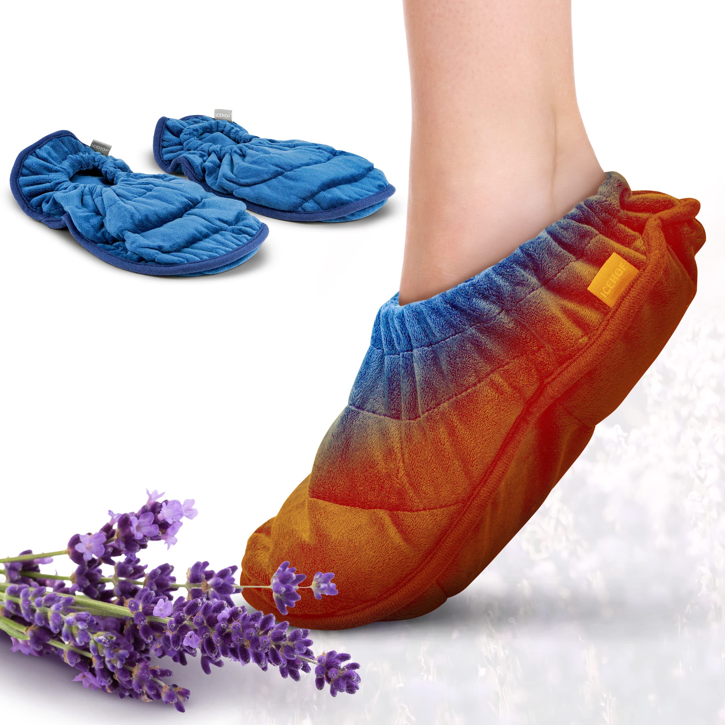 ICEHOF Heat Socks Linseed & Lavender - Extra Cuddly Outer Material, Microwave Heated Heat Slippers Grain Socks Foot Warmer Thermal for Warm Feet Unisex