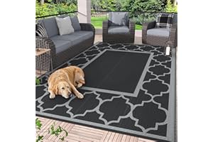 GENIMO Outdoor Rug Waterproof for Patio Decor, Foldable Reversible Plastic Straw Area Rugs Mat for Camper, Outside Carpet for