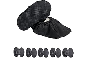 NAEE Waterproof Anti slip Washable Reusable Boots Cover Indoor Shoe covers (Large, Black)