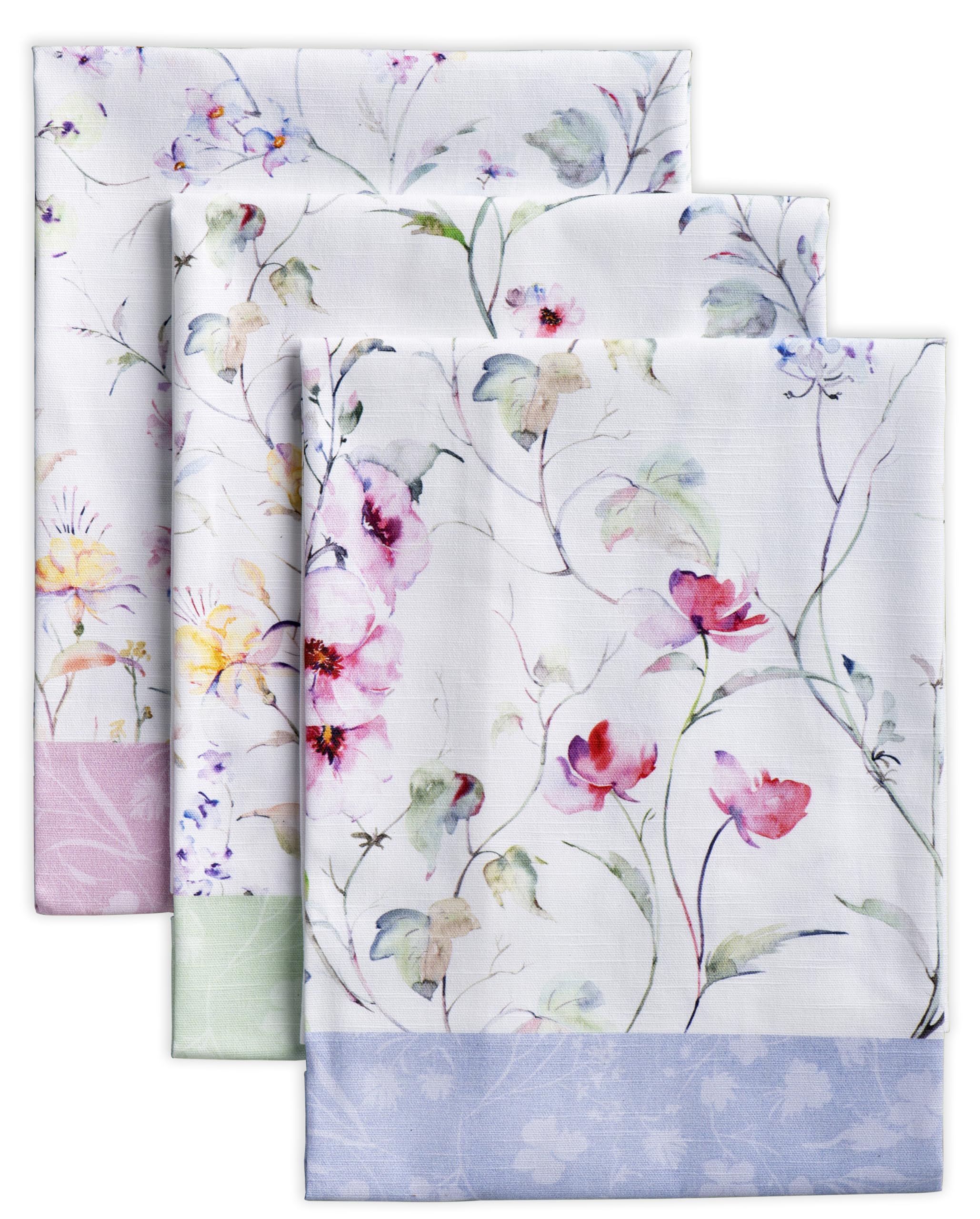 Maison d' Hermine Kitchen Towels Set of 3 100% Cotton 70 CM x 50 CM Reusable Cloth Tea Dish Towels Absorbent with Hanging Loop for Kitchen Dining Gifts for Mothers Day (Easter Zest)