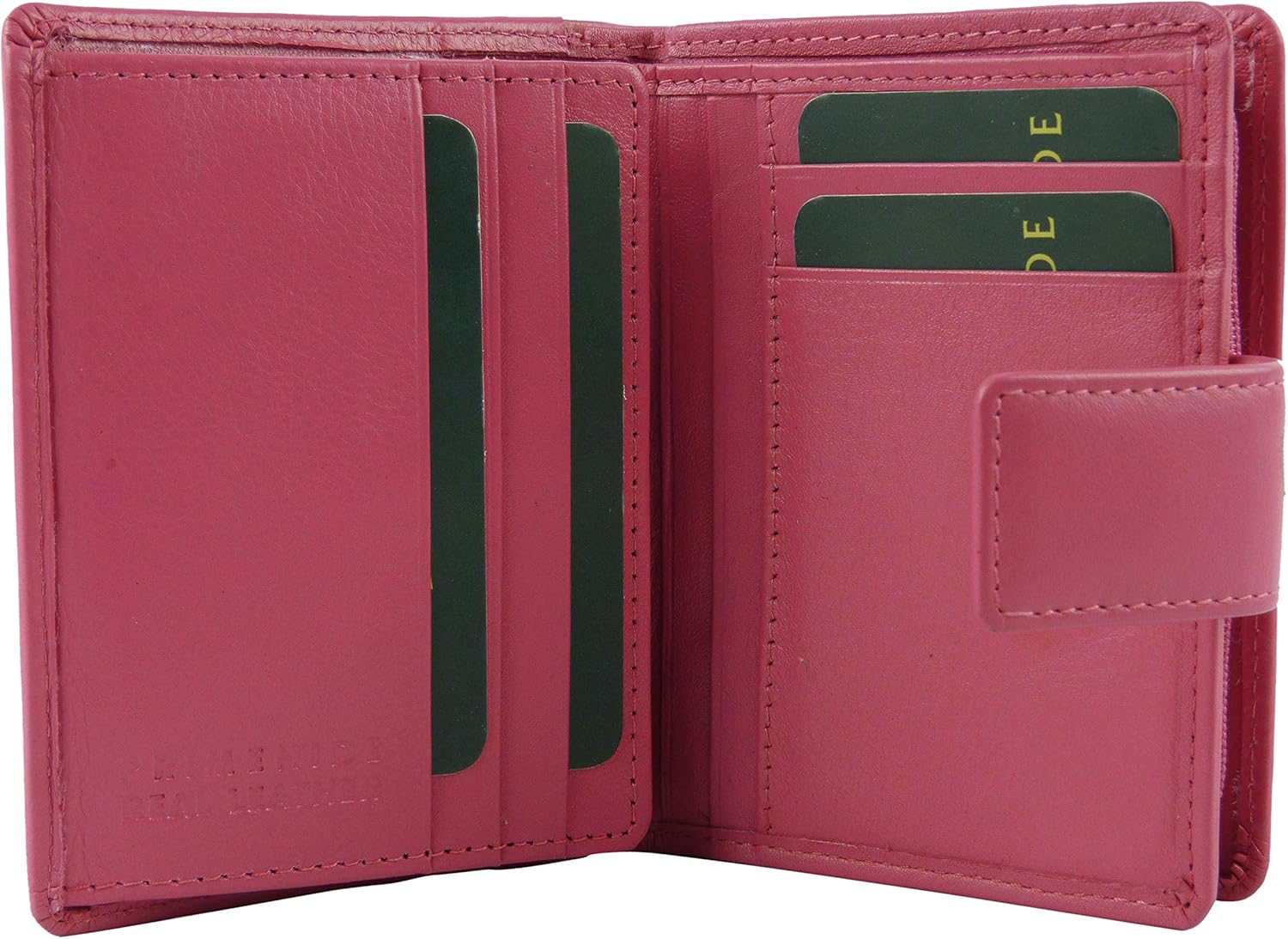 Prime Hide Ladies Compact Leather Purse/Wallet Quality Gift Colourful (Fuchsia) - Image 4