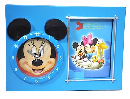 MK Mickey Mouse Character Table Clock with Photo Frame Assorted Color