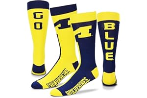 For Bare Feet Men's NCAA Big Top MisMatch Crew Dress Socks- 1 Pair- Size (Large 10-13)