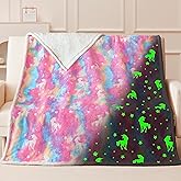 QSTEHEML Unicorns Glow in The Dark Blanket,Unicorn Gifts Sherpa Fleece Throw Blanket for Girls Age 3-12 Year Old, for Teens- Christmas Birthday Bedroom Decor 50