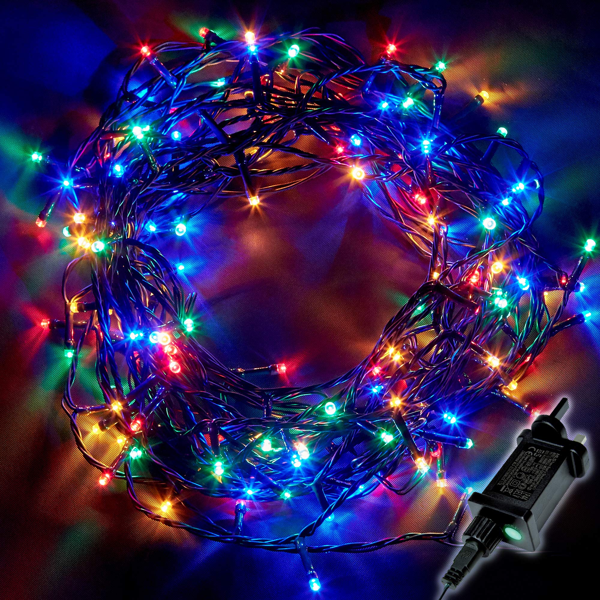 NETTA Christmas Tree Fairy Lights - 30M 300 LED Mains Powered, Waterproof Outdoor String Light, 8 Modes Plug in Lighting Outside Indoor & Outdoor Garden Xmas Decorations - Multicolour