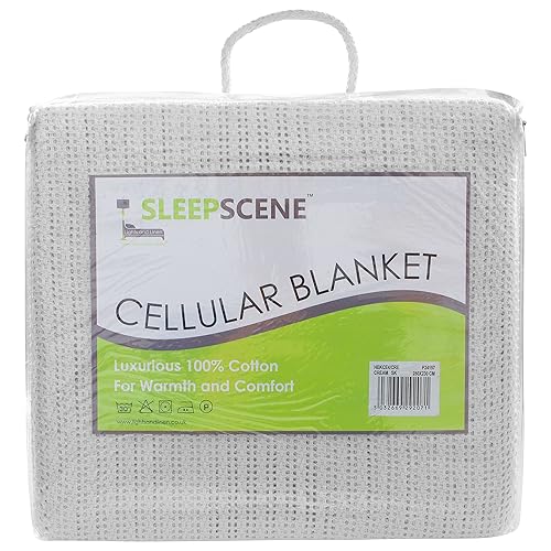Single 100 Cotton Cellular Blanket In White Washable at 75c Thermal