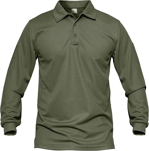 Men's Quick Dry Long Sleeve Polo Shirts for Casual Military