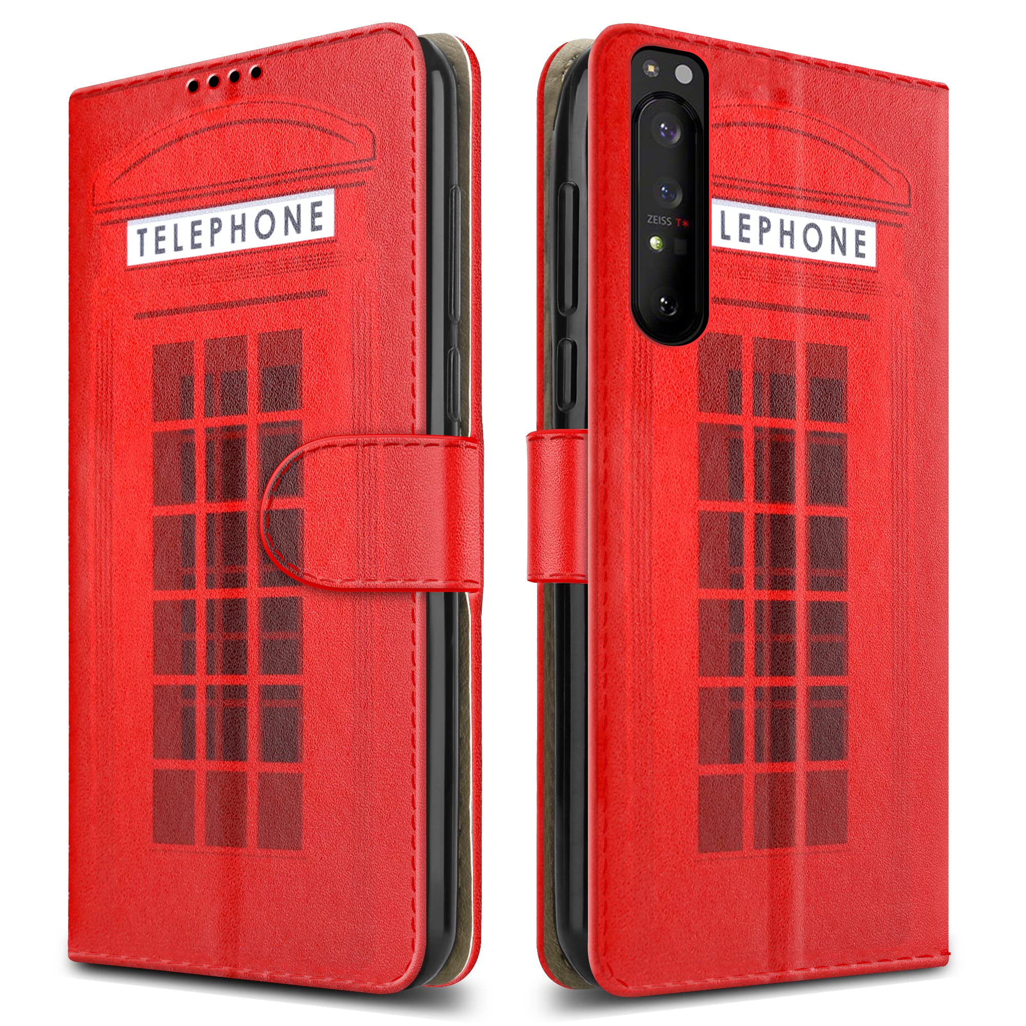 PIXFAB For Sony Xperia 1 IV 5G Leather Phone Case, Magnetic Closure Full Protection Book Folio Design, Wallet Case Cover [Card Slots] and [Kickstand] For Sony Xperia 1 IV 5G - Telephone Box