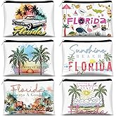 Reginary 6 Pcs Texas Cosmetic Bag Souvenir Gifts California Makeup Bag Florida Souvenir Gifts Zipper Pouch for Women Traveler Party Favors