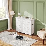 CAIYUN 7-Drawer Chest of Drawers Tall White Fabric Storage Dresser view 3