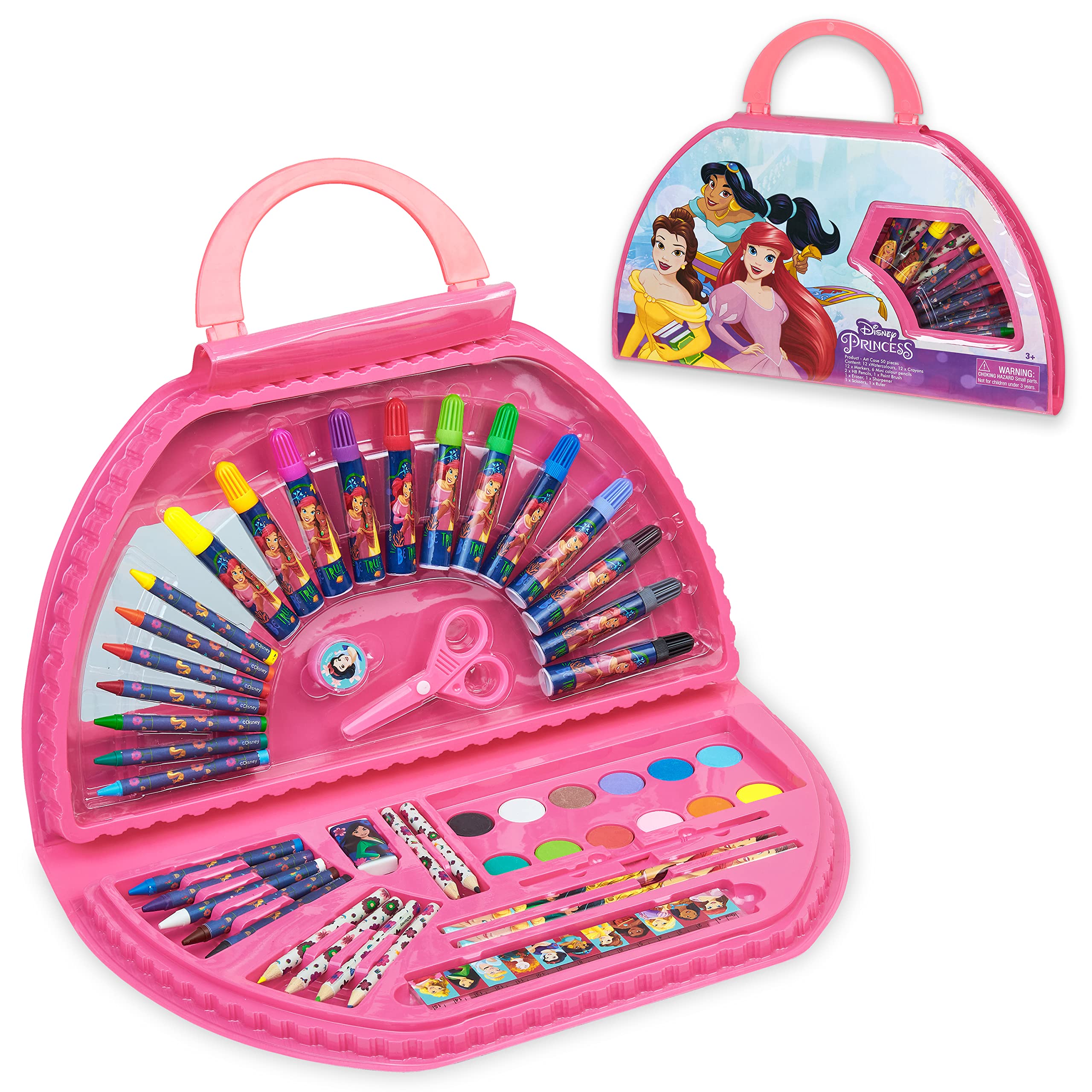 Disney Stitch Kids Art Set 40 Plus Pieces Disney Princess Kids Colouring Sets Paints Colouring Pencils Markers Crayons Travel Art Supplies Gifts for Kids (Pink Princess Set)