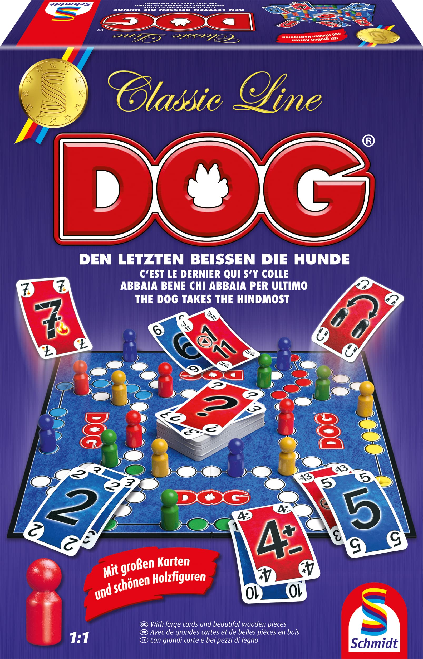 Schmidt Spiele 49412 Dog in der Classic Line, Extra große Spielfiguren aus Holz, Große Karten, Bunt[Exklusiv bei Amazon]