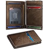 BULLIANT Slim Wallet For Men 12Cards,Magnetic Flip Build-in Money Clip Airtag Compatible-RFID Blocking
