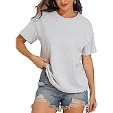 PrettyGuide Womens Short Sleeve Cotton T Shirts Cotton Loose Fit Summer Tops Crew Neck Casual Oversized Tee Shirts