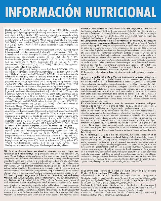 Colágeno Marino con Ácido Hialurónico Cápsulas, Colágeno Hidrolizado Puro Tipo 1, 1200 mg con Vitaminas C, E, B12, Zinc, Cobre y Yodo, 120 Cápsulas