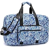 F.FETIVIN Weekender Bag Carry On Travel Duffle Bag Medium Overnight Bag for Women (Blue Paisley)