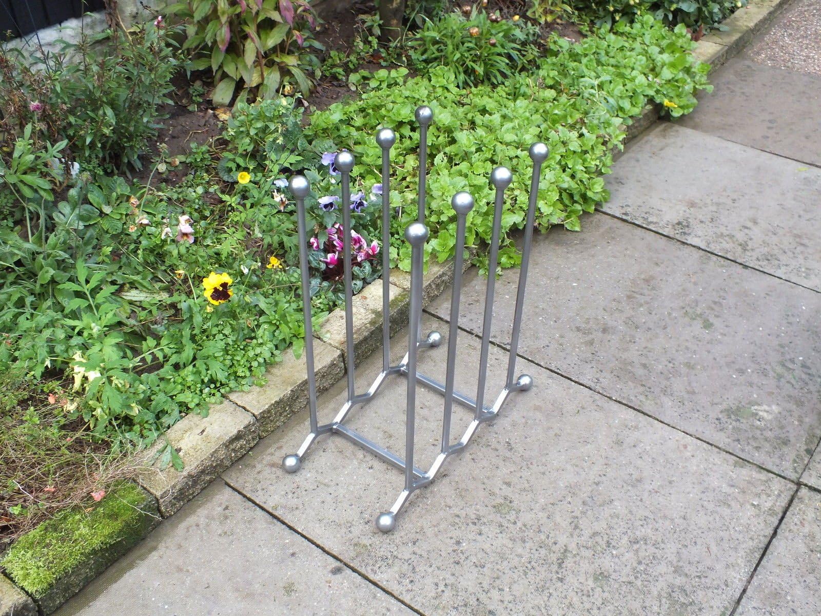 FJB Wrought-Iron-Wellington-Boot-Rack- 4-Pairs Zigzag Gun Metal Grey