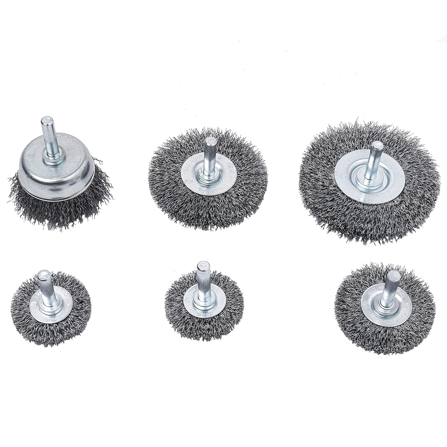 HOYIN 6Piece Wire Wheel Cup Brush Set| Coarse Crimped Carbon Steel|1/4In Round Shank|for Drill: Industrial & Scientific