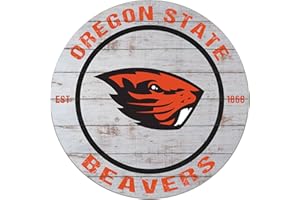KH Sports Fan Oregon State Beavers Weathered Circle Sign, 20x20 Inches, Beavers Decor for Dorm Room, Bedroom, Fan Cave, Living Room; Display Your Team Spirit with This Unique Oregon State Beavers Wall Art