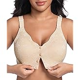 Front Closure Daisy Bras for Women No Underwire Comfort Lace Older Senior Wireless Snap Closing Bra