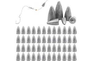 AGOOL Fishing Weights Sinkers, 50pcs Bullet Fishing Sinkers Worm Weights Slip Sinkers Sliding Fishing Weights for Bass Fishing Pitching and Flipping Texas Rigs Saltwater Freshwater Fishing Tackle