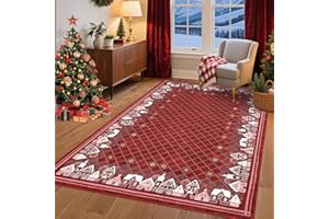 Christmas Area Rug 5x7 for Bedroom Living Room Non Slip Large Dining Room Holiday Decor Throw Carpet Washable Rugs Xmas Decor