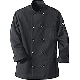 Chef Designs Men's Rk Spun Poly Black Chef Coat