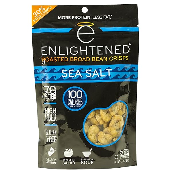ENLIGHTENED PLANT PROTEIN GLUTEN FREE ROASTED BROAD (FAVA) BEAN SNACKS, SEA SALT, 4.5 OZ.