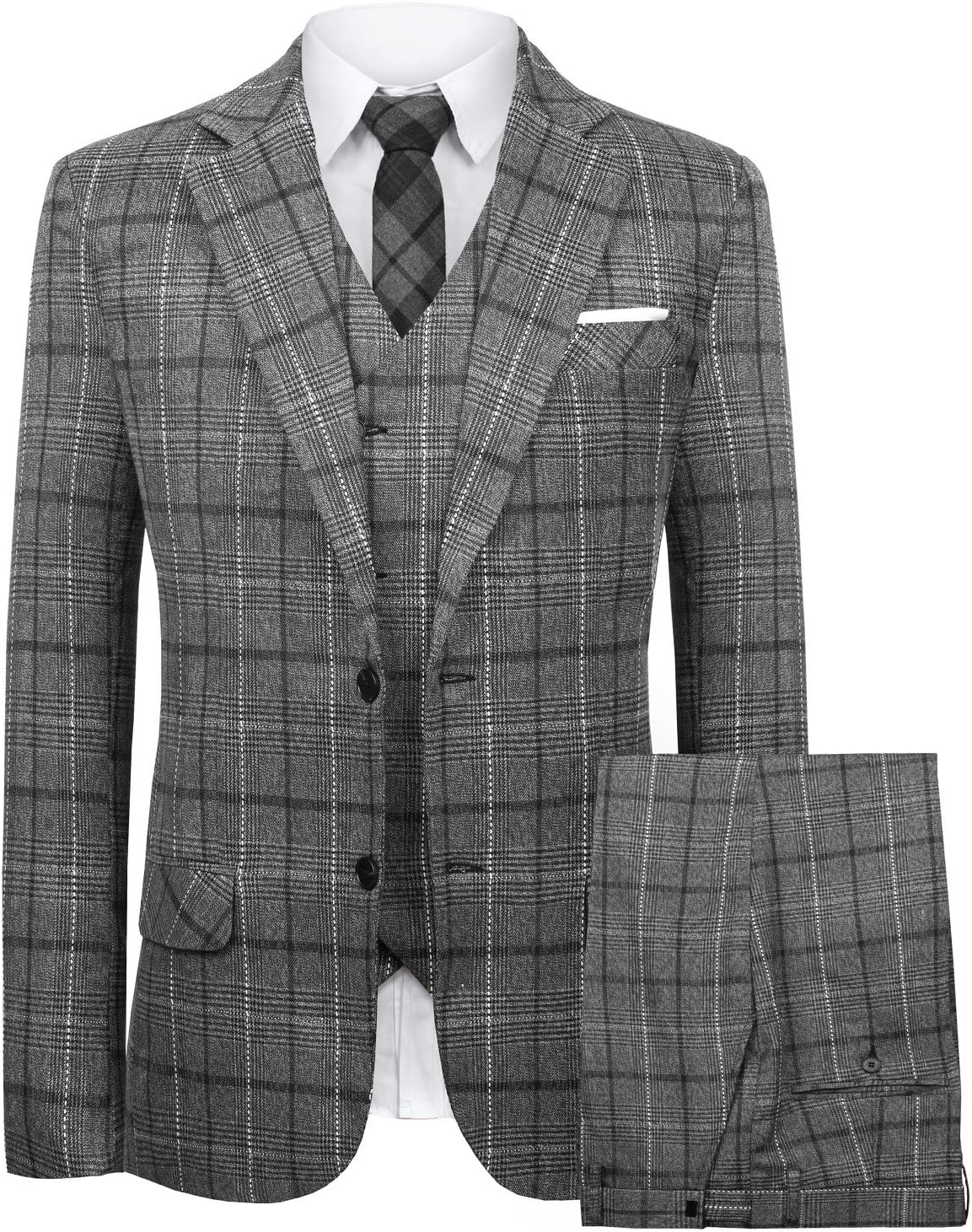 Men's Slim Fit Suit Blazer Jacket Tux Vest & Trousers 3-Piece Suit Set