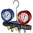 Yellow Jacket 46010 Brute II 4-Valve Manifold with Red/Blue Gauges, bar/psi, R-22/404A/410A