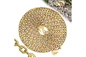 SENKEYFE 1/4" Tow Chain|G80 Log Chain with G70 Clevis Grab Hooks for Towing|25FT Heavy Duty Chains Wll 3300 Lbs|Tie Down Trailer Transport Safety Chains for Towing Truck Tie Down Binding Equipment