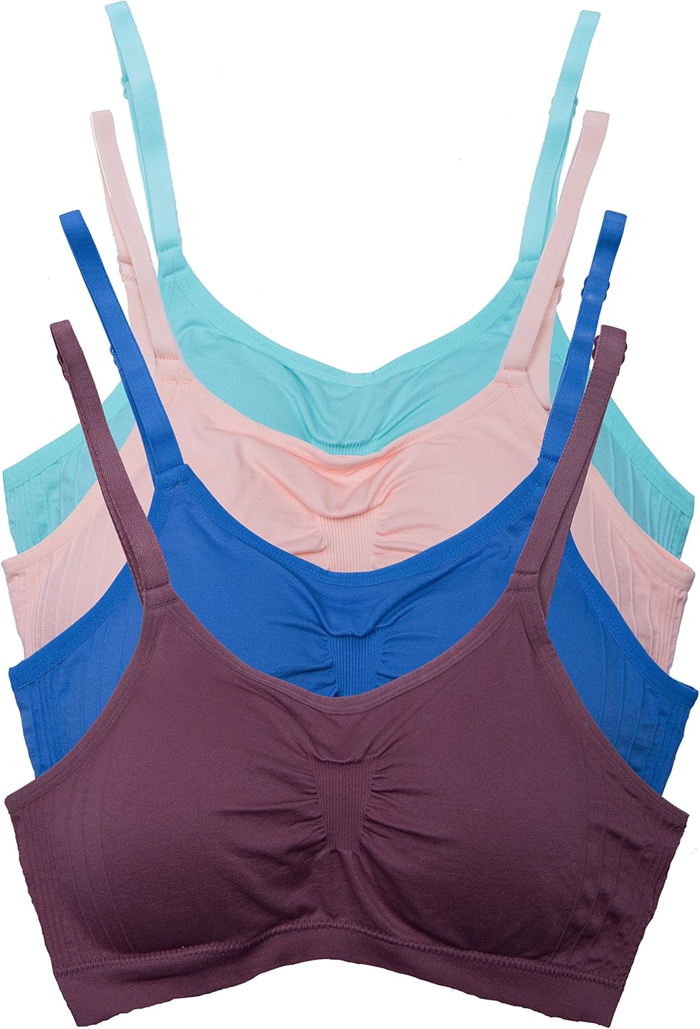 Kalon 4 Pack Nylon Spandex Removable Pads Comfort Bras Ext Sizes at  Women’s Clothing store