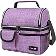 opux Lunch Bag Women Insulated, Adult Lunch Box Cooler, Lunch Box for Men, Dual Compartment Lunchbox for Work, Leakproof Double Decker Lunch Bag, Soft Lunch Pail Tote Girls Boys Kids School, Purple