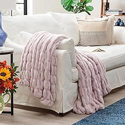 Chanasya Premium Ruched Faux Fur Throw Blanket