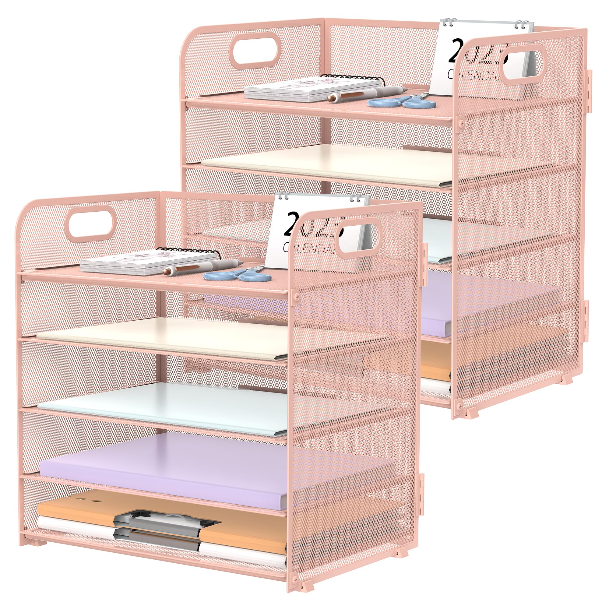 SUPEASY 2 Pack 5-Tier Pink Desk Organizer with