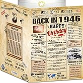 Back2Time 80th Birthday Cards for Men & Women - Back In 1946 Newspaper (Bday Card + Envelope) Large HAPPY BIRTHDAY Decorations for Her Him Vintage Funny card for Wife Husband & Grandparents 80 years