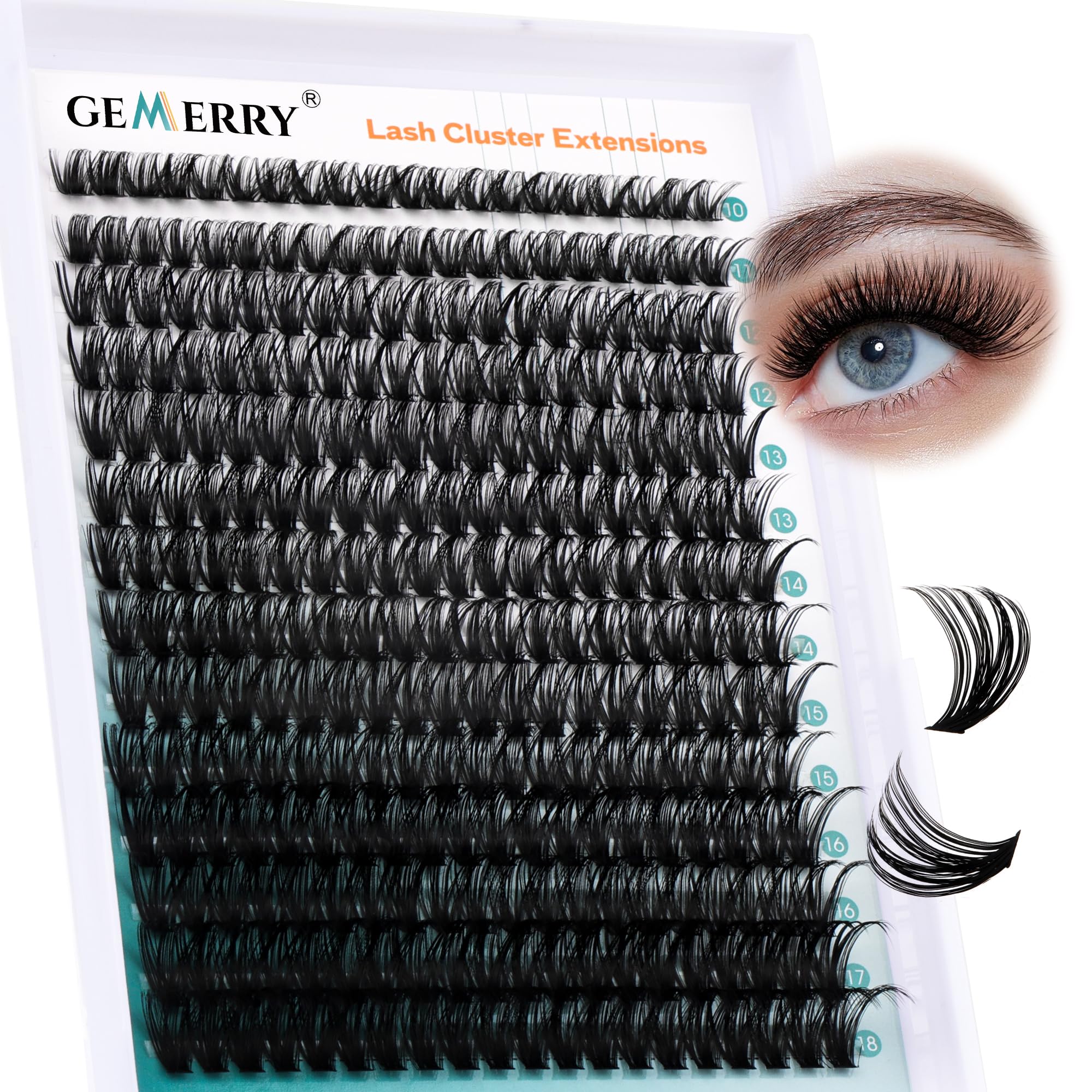 GEMERRY 280Pcs Individual Eyelashes Cluster Lashes D Curl 60D 10-18mm Lashes Individual Cluster Eyelashes Lash Clusters Extensions DIY Lash at Home (60D-0.07D-10-18Mix) — image 1