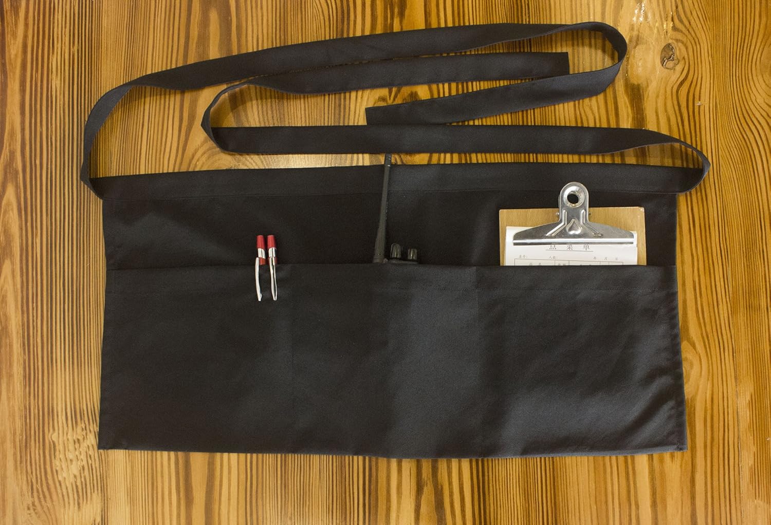 SEW UR LIFE (2 Set Resist Water 3 Big Pockets Waist Server Apron Kitchen Restaurant Bistro Cafe Bar Pub Cake Shop Bakery Unisex Half Aprons for Chef, Baker, Servers, Waitress, Waiter(Black): Home & Kitchen